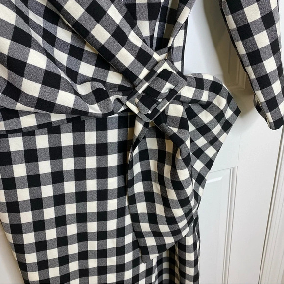 NWT Nocturne Plaid Gingham Black & White Buffalo Check Plaid Belted Bow … - Picture 2 of 9